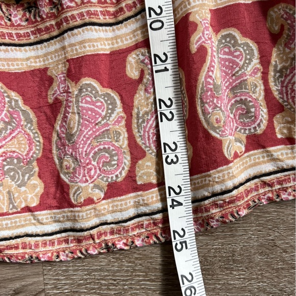 Lucky Brand Bohemian Paisley Boarder Peasant Top - Picture 7 of 8